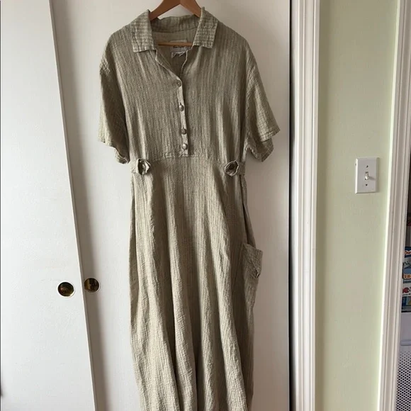 Flax | Dresses | Flax Short Sleeve Linen Maxi Dress G182 | Poshmark